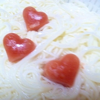 ハート型トマト氷の冷やし素麺